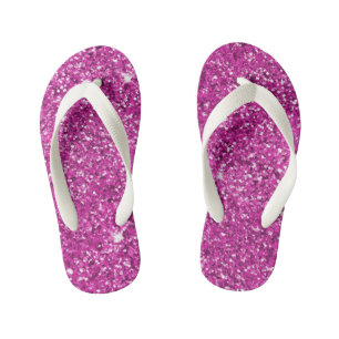 Girly Pink Glitter Ombre Sparkle           Kid's Flip Flops