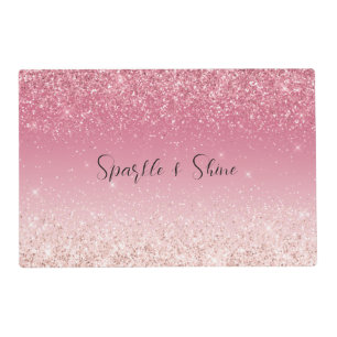 Girly Pink Glitter Ombre Sparkle Placemat