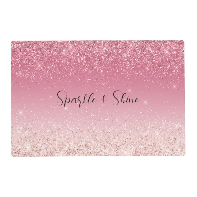 Girly Pink Glitter Ombre Sparkle       Placemat (Front)