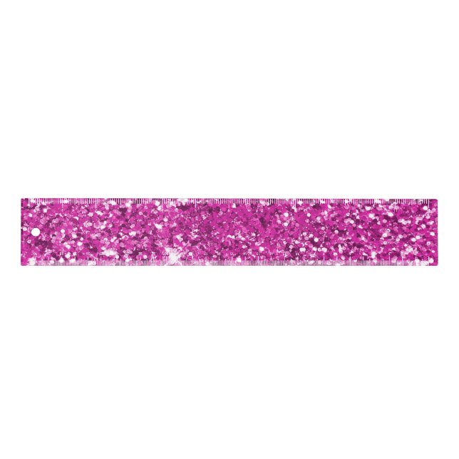 Girly Pink Glitter Ombre Sparkle             Ruler (Front)