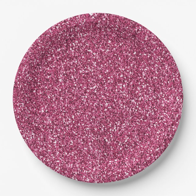 Girly Pink Glitter      Paper Plates (Front)