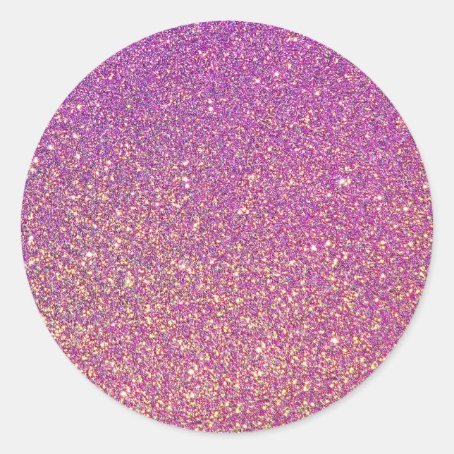 Girly Pink Glitter Pattern Classic Round Sticker (Front)