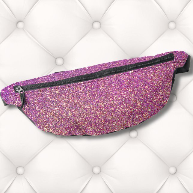 Girly Pink Glitter Pattern Fanny Pack (Trendy Girly Gradient Ombre Purple Pink Glitter Fanny Pack )