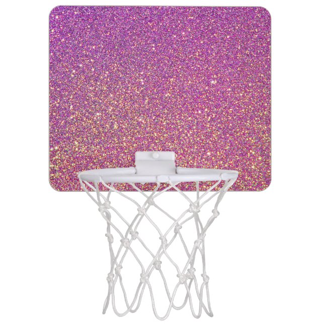 Girly Pink Glitter Pattern Mini Basketball Hoop (Front)