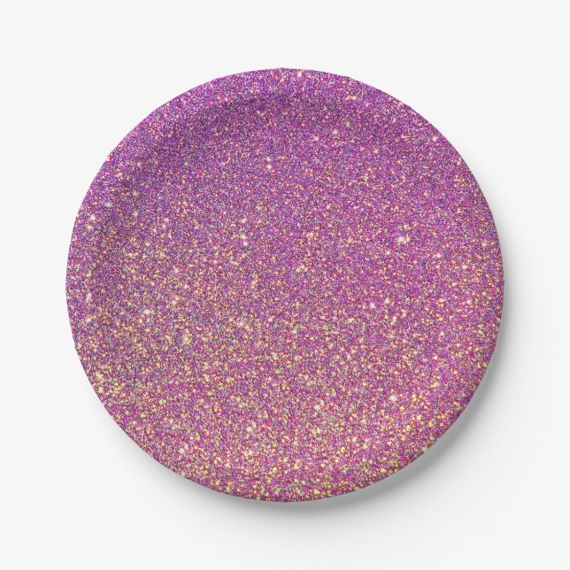 Girly Pink Glitter Pattern Paper Plates (Front)