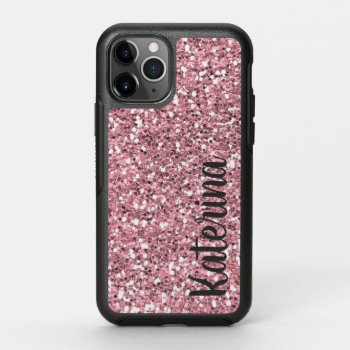 Girly Pink Glitter  Personalized Otterbox Symmetry Iphone 11 Pro Case by CoolestPhoneCases at Zazzle