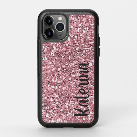Girly Pink Glitter, Personalized Otterbox Symmetry Iphone 11 Pro Case