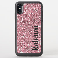 Girly Pink Glitter, Personalized OtterBox Symmetry iPhone XS Max Case