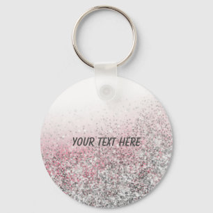 Girly pink glitter personalized party favor gifts keychain