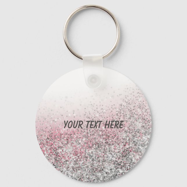 Girly pink glitter personalized party favor gifts keychain (Front)