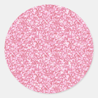 Girly Pink Glitter Printed Classic Round Sticker