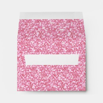 Girly Pink Glitter Printed Envelope by CrestwoodandBeach at Zazzle