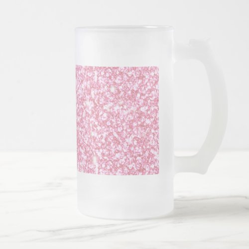 Girly Pink Glitter Printed Frosted Glass Beer Mug