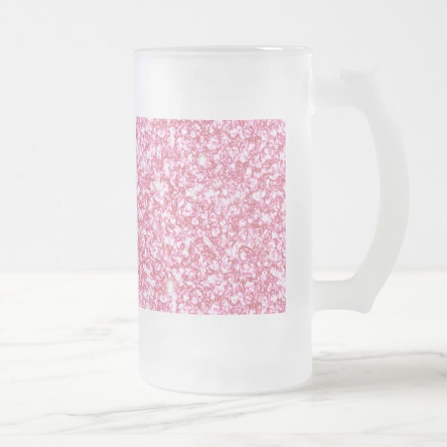 Girly Pink Glitter Printed Frosted Glass Beer Mug (Right)