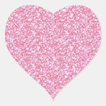 Girly Pink Glitter Printed Heart Sticker by CrestwoodandBeach at Zazzle
