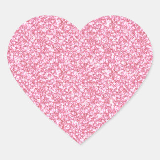 Girly Pink Glitter Printed Heart Sticker