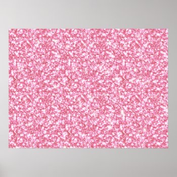 Girly Pink Glitter Printed Poster by CrestwoodandBeach at Zazzle