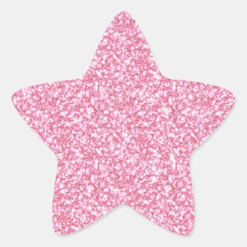Girly Pink Glitter Printed Star Sticker by CrestwoodandBeach at Zazzle