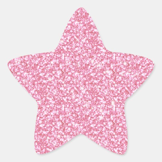 Girly Pink Glitter Printed Star Sticker | Zazzle