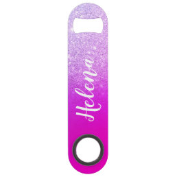 Girly pink glitter purple sparkles monogram bar key