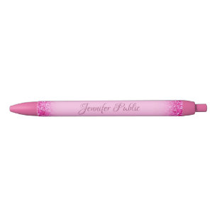 Girly Pink Glitter Shiny Personalized Script Name Pen