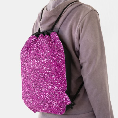 Girly Pink Glitter Sparkle            Drawstring Bag