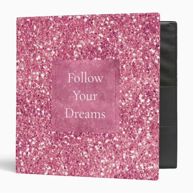 Girly Pink Glitter Sparkle Glitz    3 Ring Binder (Front/Inside)