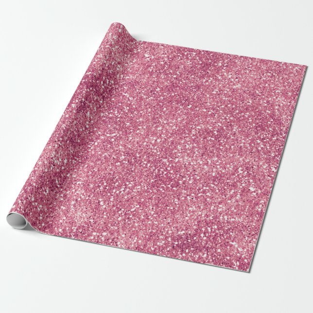 Girly Pink Glitter Sparkle Glitz   Wrapping Paper (Unrolled)