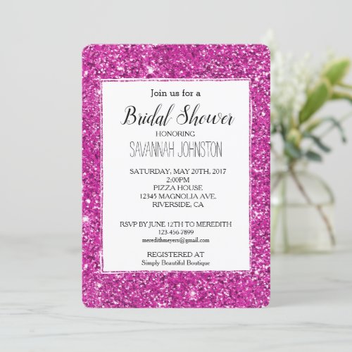 Girly Pink Glitter Sparkle             Invitation