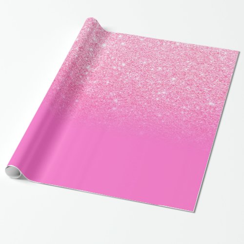 Girly pink glitter sparkles chic ombre gradient wrapping paper