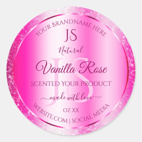 Girly Pink Glitter Stars Product Labels Monogram