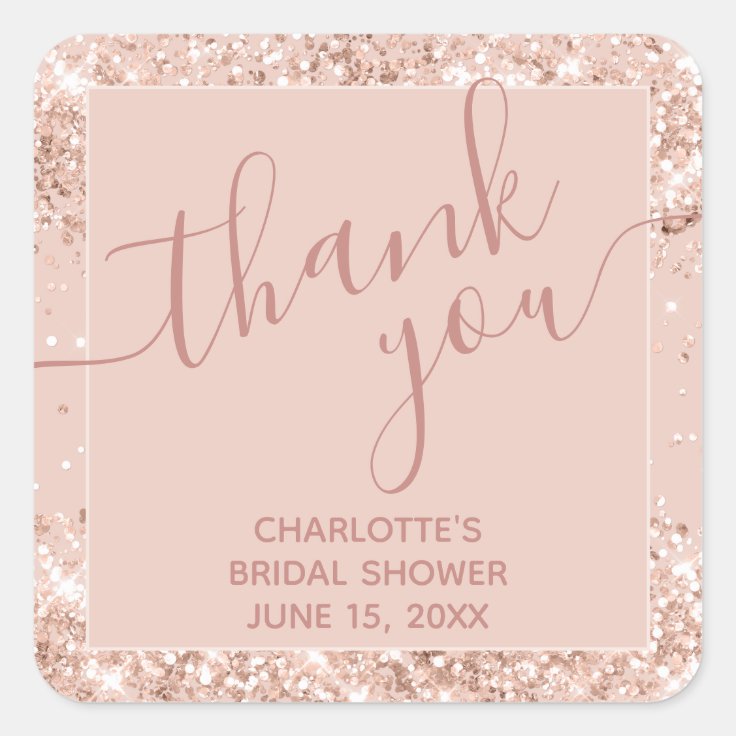 Girly Pink Glitter Thank You Square Sticker | Zazzle Girly Pink Glitter Thank You  Square Sticker | Zazzle