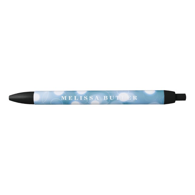 Girly Pink Glitter Trendy Black Ink Pen (Front)