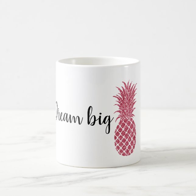 Girly Pink Glitter Tropical Pineapple Coffee Mug (Center)