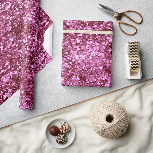 Girly Pink Glitter Wrapping Paper (Crafts)
