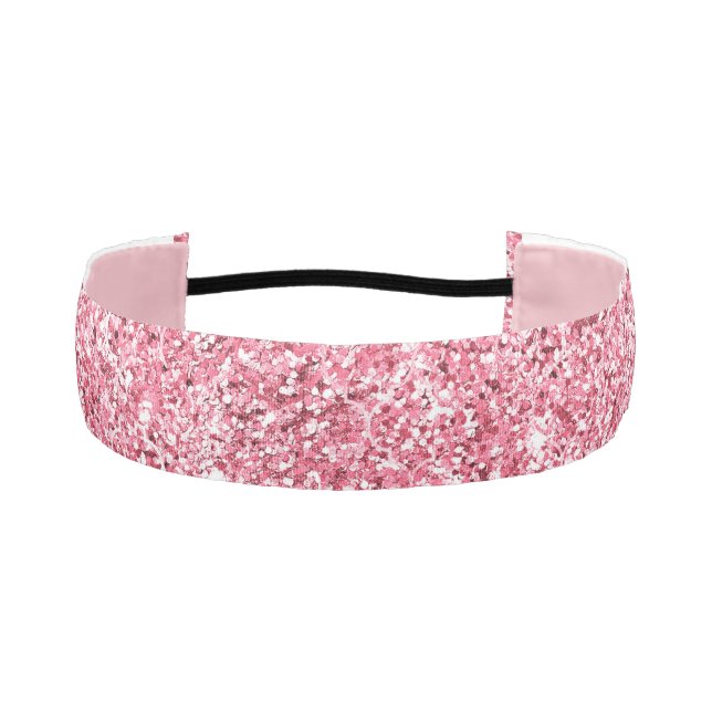 Girly Pink Glitz Glitter  Athletic Headband (Front)