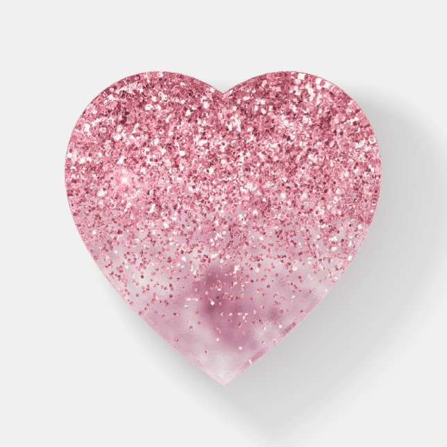 Girly Pink Glitz Glitter Glam Sparkle Paperweight (Front)