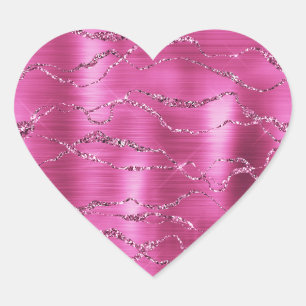 Girly Pink Glitz Glitter Heart Sticker