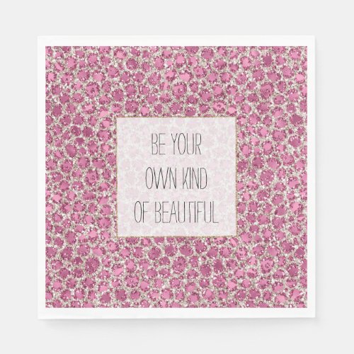 Girly Pink Glitzy Glam Glitter Leopard Print   Napkins