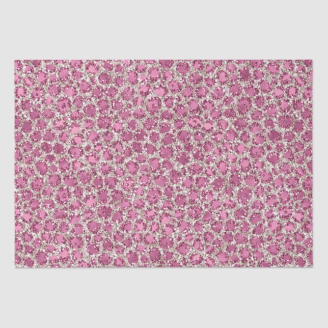 Girly Pink Glitzy Glam Glitter Leopard Print   Tissue Paper (Front)