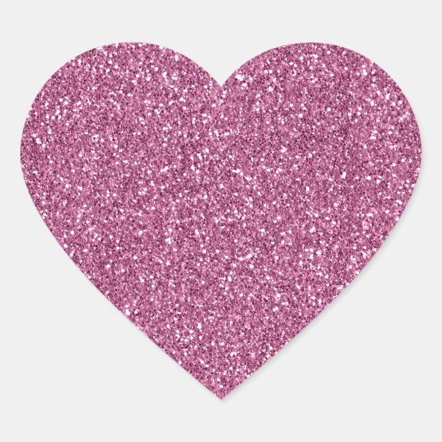 Girly Pink Glitzy Glam Sparkle Glitter Heart Sticker (Front)