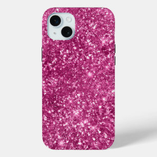 Girly Pink Glitzy Glitter iPhone 15 Plus Case