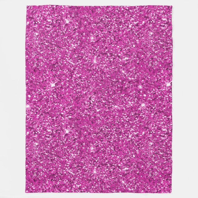 Girly Pink Glitzy Glitter Fleece Blanket (Front)