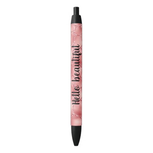 Girly Pink Glitzy Glitter Giraffe Print Black Ink Pen