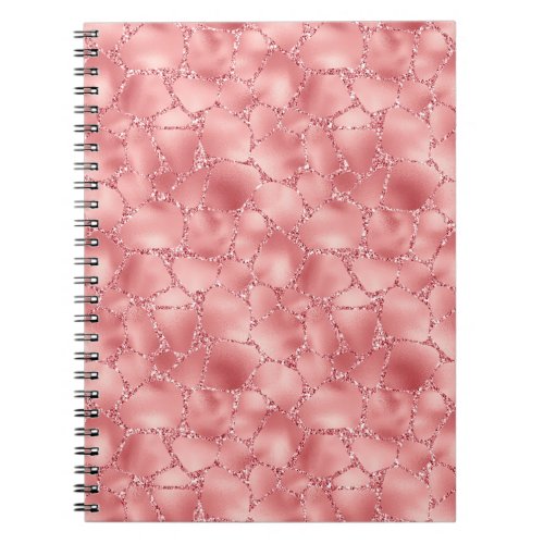 Girly Pink Glitzy Glitter Giraffe Print Notebook