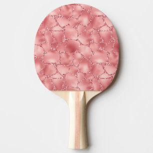 Girly Pink Glitzy Glitter Giraffe Print Ping Pong Paddle