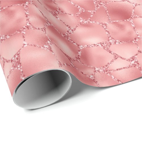 Girly Pink Glitzy Glitter Giraffe Print Wrapping Paper