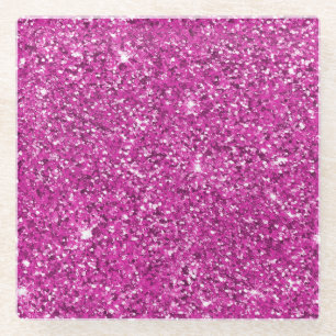 Girly Pink Glitzy Glitter Glass Coaster