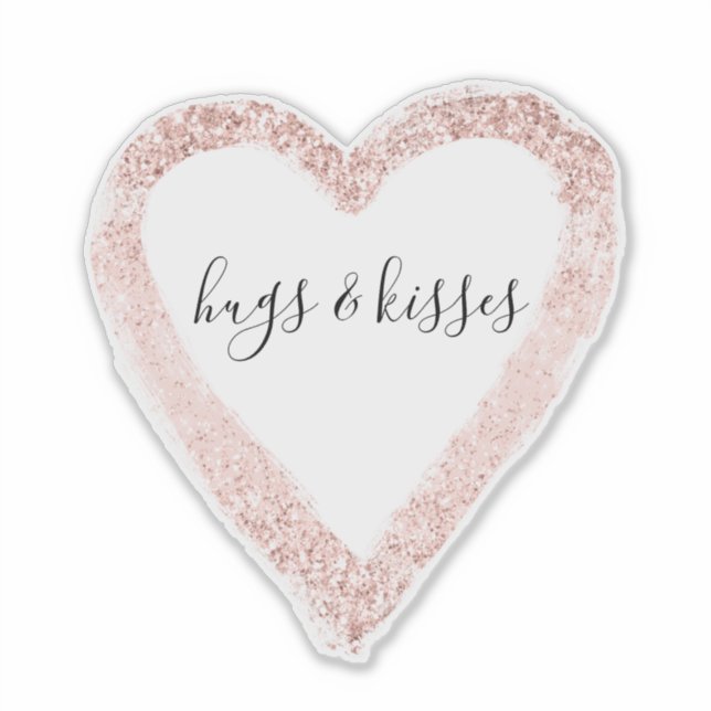 Girly Pink Glitzy Glitter Heart Sticker (Front)