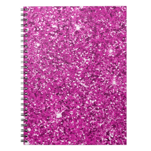 Girly Pink Glitzy Glitter Notebook (Front)